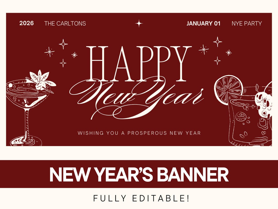 New Year’s Banner Template Editable Printable New Year Decor - Etsy