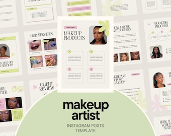 Makeup Artist Instagram Post Template Editable Canva Social Media Template Beauty Business Marketing
