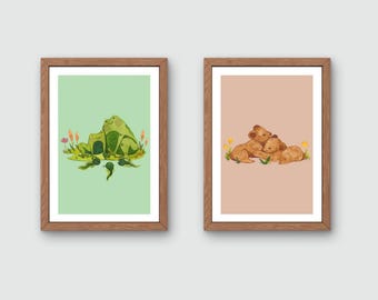 Neutral Nursery Prints, Modern Animal Wall Art Set (Digital Download)
