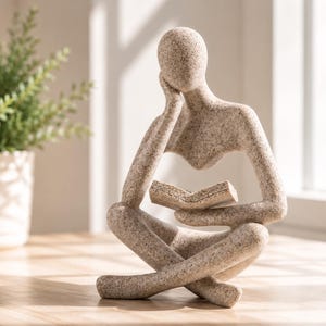 Book Lover Gift, Reading Figurine, Greek Inspired Statue, Reader Sculpture, Bookshelf Decor