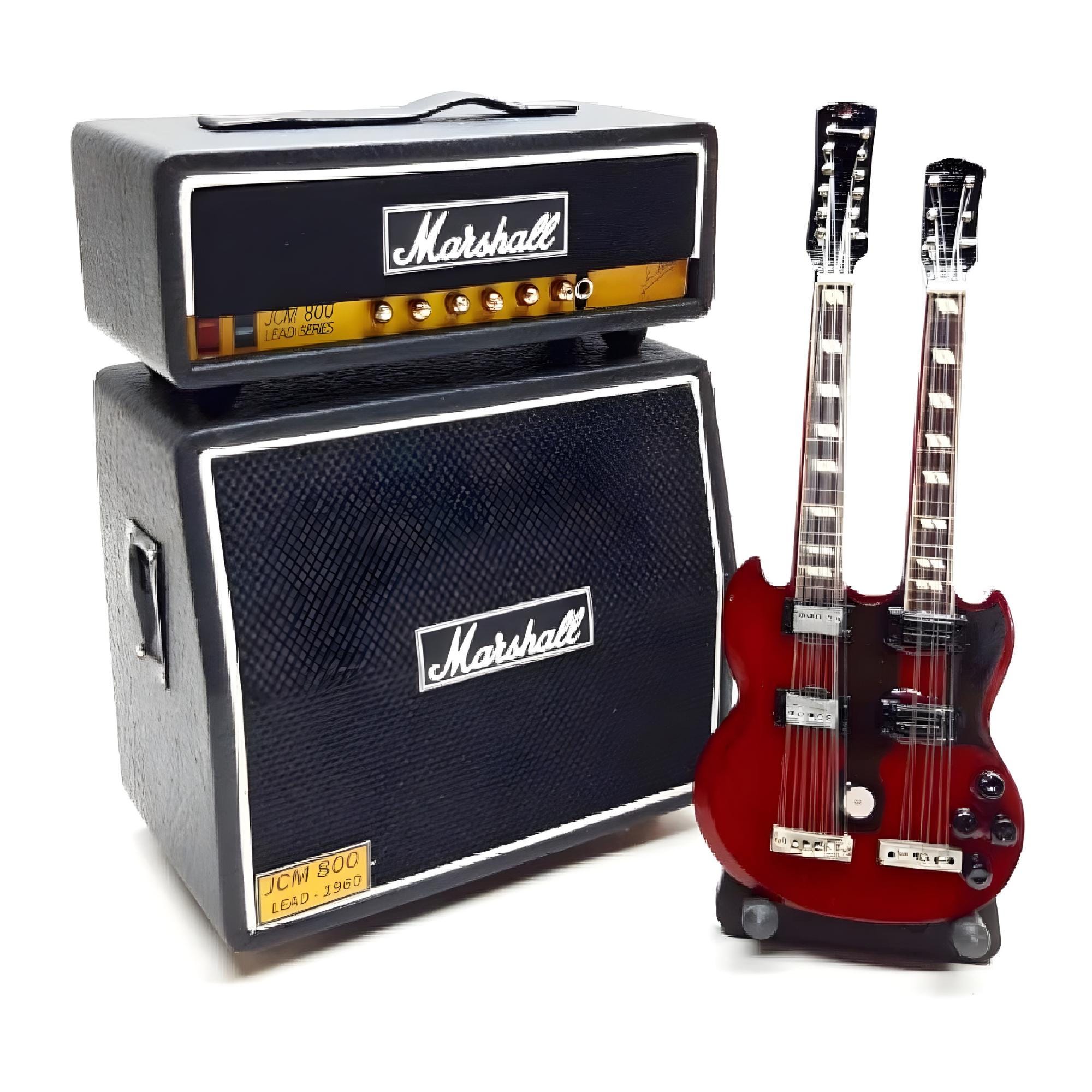 ミニチュアギター＆アンプセット – ダブルネックギター + ミニアンプ