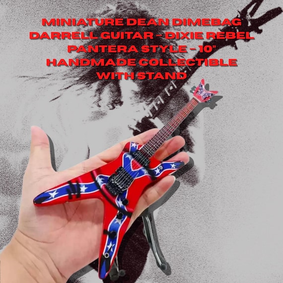 Miniature Dixie Rebel Guitar Dimebag Darrell Pantera Style Display