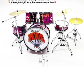 Ensemble de batterie miniature fait main de style britannique classique pour l'affichage de la musique et la décoration d'étagères