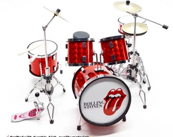 Mini batterie RS rouge échelle 1:12 - Décoration musicale faite main