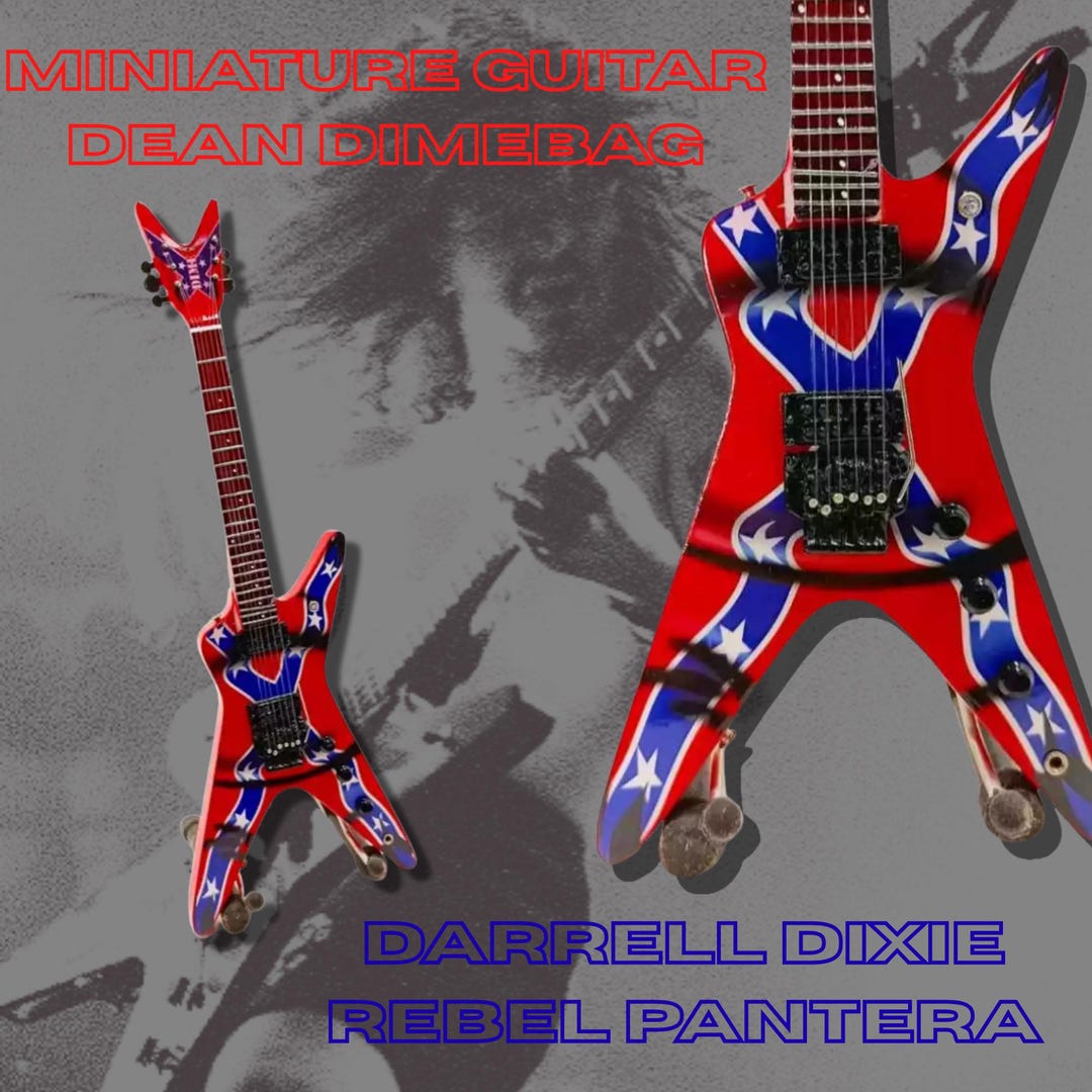 Miniature Dixie Rebel Guitar Dimebag Darrell Pantera Style Display
