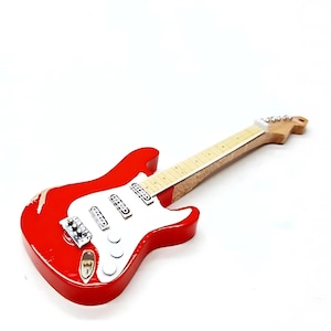 Miniature Electric Guitar Fender Stratocaster Red Day6 1:12 Scale – Handmade Replica, Birthday Gift, Music Instrument Desk & Shelf Display