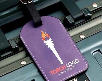 Personalized Logo Leather luggage Tags, Custom Photo Luggage Tag for Team Band School, Travel Gift, Funny Bag Name ID Label For Suitcase