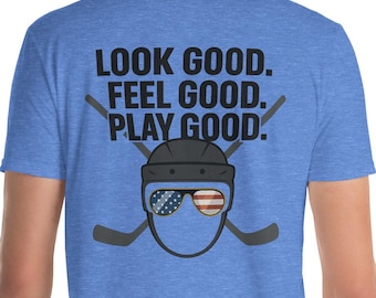USA Hockey T-Shirt: Patriotic Helmet & Sunglasses Graphic Tee