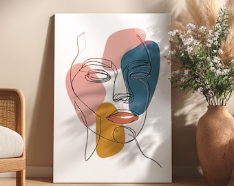 Minimalist Woman Line Art Print: Modern Feminine Face (Digital Download PNG, SVG Files)