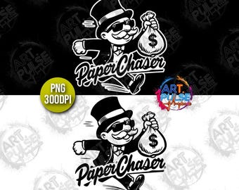 Paper Chaser PNG Clipart: Funny Money Man Hustle Design Sublimation Airbrush Art Entrepreneur DTF Print File For Shirt (Digital Download)