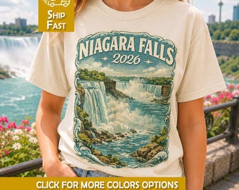 Cascate del Niagara 2026 Maglietta Cascata ad Acquerello Vacanza Maglietta Divertente Souvenir di Viaggio in Famiglia Natura Maglietta Donna Avventura Panorama Punto di Riferimento Adesivo