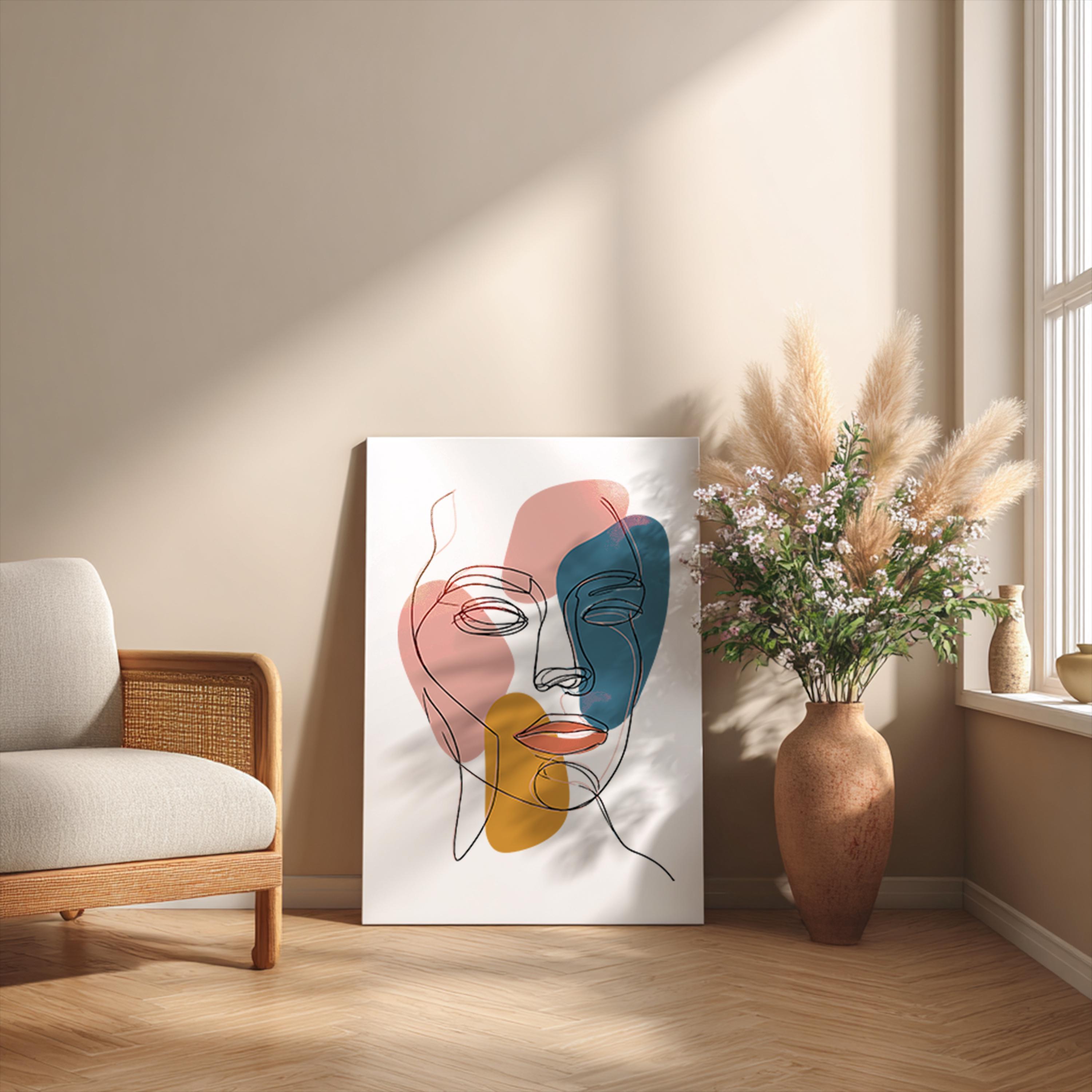 Impression d'art au trait femme minimaliste : visage féminin moderne (téléchargement numérique des fichiers PNG, SVG)