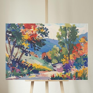 Fauvist Landscape Canvas: Abstract Nature Painting, Eclectic Wall Art