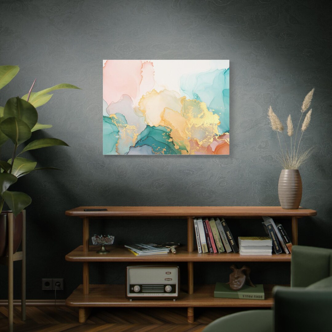 Abstract Canvas Print, Pastel Gold Wall Art, Modern Home Decoration - Etsy