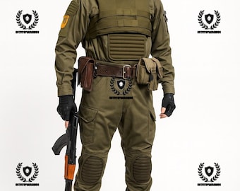 Zone Stalker Tactical Jumpsuit– Combat Canvas Suit with Leather Gear