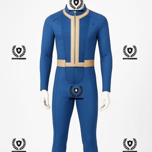 Inspired By Fallout Vault Dweller Cosplay Suit – Blue Canvas Fabric Costume – Halloween-Comic Con Outfit