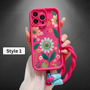 Floral Phone Cases, Wrist Chain Phone Case, Lanyard Phone Case, Iphone 16 Case, Cute iphone Cover - Gift For Her