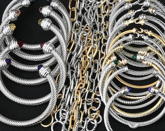 925 Silver Cable Jewelry Collection, Chain Jewelry & Rope Style Cuff Bracelets