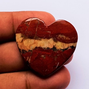 Red Jasper Heart Cabochon: 50.25 Carat Gemstone Pendant (33x35x5 MM)