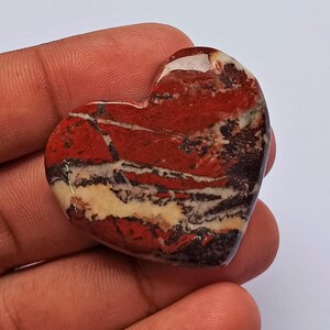 Heart Shape Red Jasper Cabochon: 63.80 Carat Gemstone Pendant (32x36x6 MM