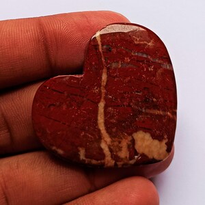 Heart Red Jasper Cabochon: 57.80 Carat Gemstone Pendant (36x41x5 MM