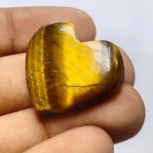 Cabujón de ojo de tigre amarillo en forma de corazón: piedra preciosa de 37,55 quilates (26 x 29 x 5 mm)