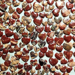 Red Jasper Heart Cabochons: Polished Gemstone Lot