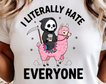 Camiseta con cita divertida, de algodón, "Odio a todo el mundo", camiseta gráfica sarcástica.