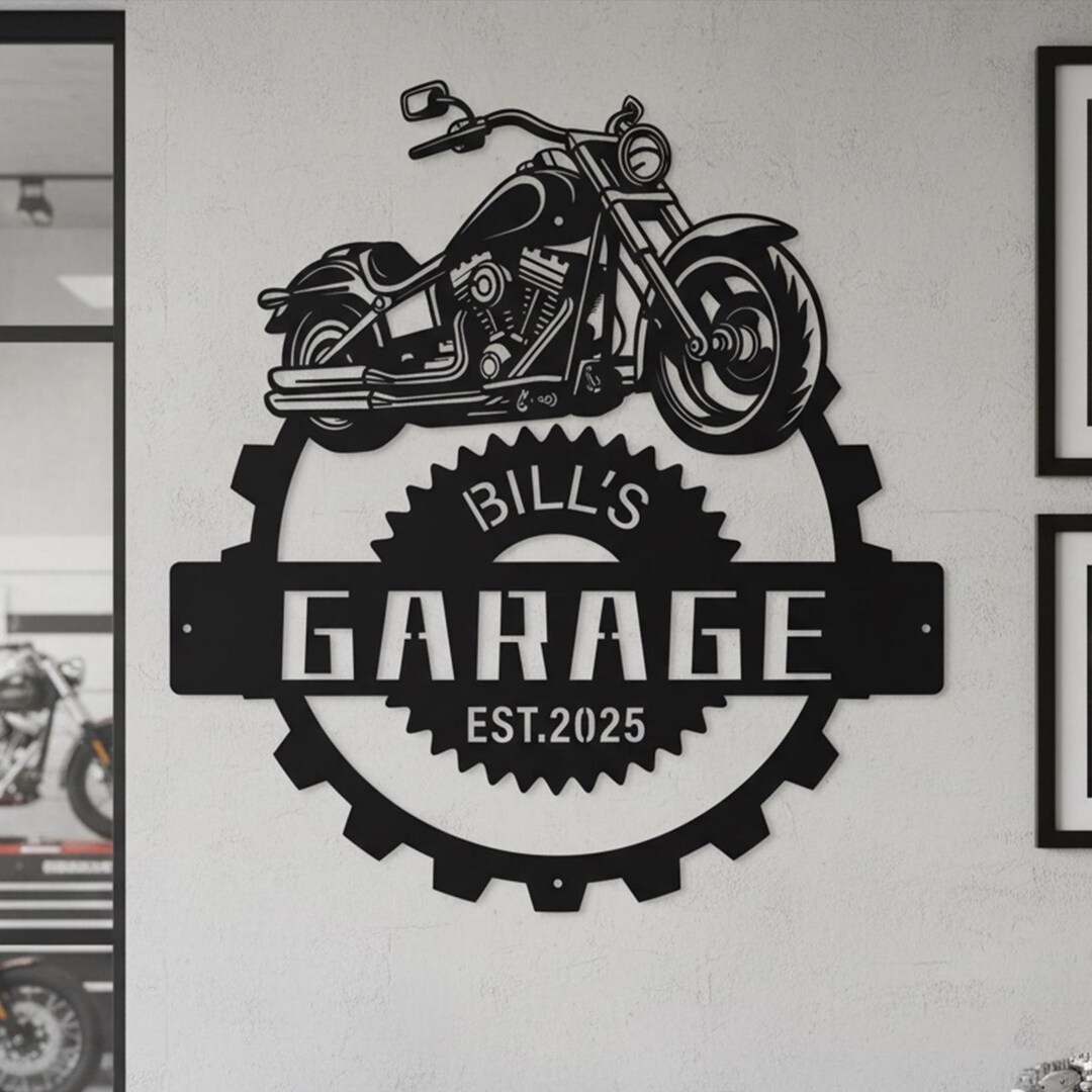 Custom Motorcycle Garage Sign, Custom Motorcycle-themed Decor, Garage ...