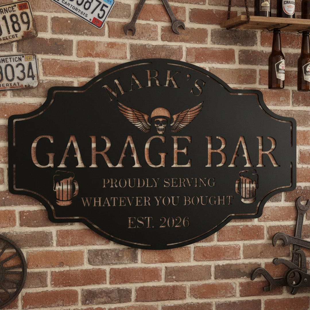 Custom Garage Bar Metal Sign, Man Cave Wall Decor, Home Bar Decor ...