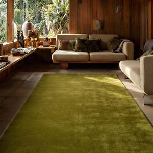 Hand Tufted Wool Milano Green Solid Rug – Modern Minimalist Plain Area Rug – Luxury Contemporary Living Room Bedroom Accent Handmade Carpet image 1