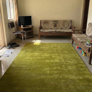 Hand Tufted Wool Milano Green Solid Rug – Modern Minimalist Plain Area Rug – Luxury Contemporary Living Room Bedroom Accent Handmade Carpet image 2