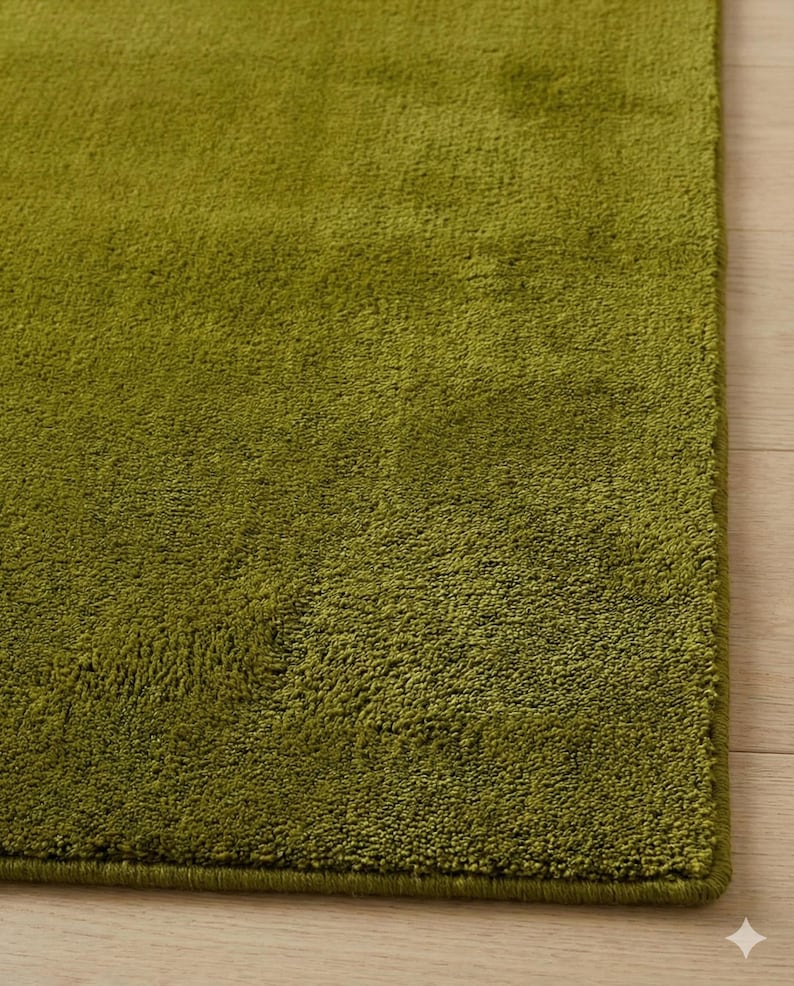 Hand Tufted Wool Milano Green Solid Rug – Modern Minimalist Plain Area Rug – Luxury Contemporary Living Room Bedroom Accent Handmade Carpet image 4
