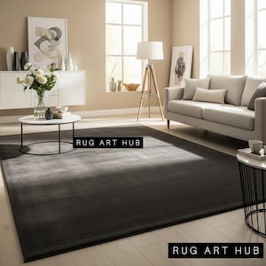 hand tufted rug, grey area rug, modern living room rug wool floor carpet,  contemporary rug neutral home decor charcoal rug soft texture rug