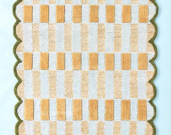 Blauw en groen getuft wollen karpet, gangtapijt, tapijt voor slaapkamer Esthetiek, woonkamer, hal, keuken, kantoor, tapijt antropologie