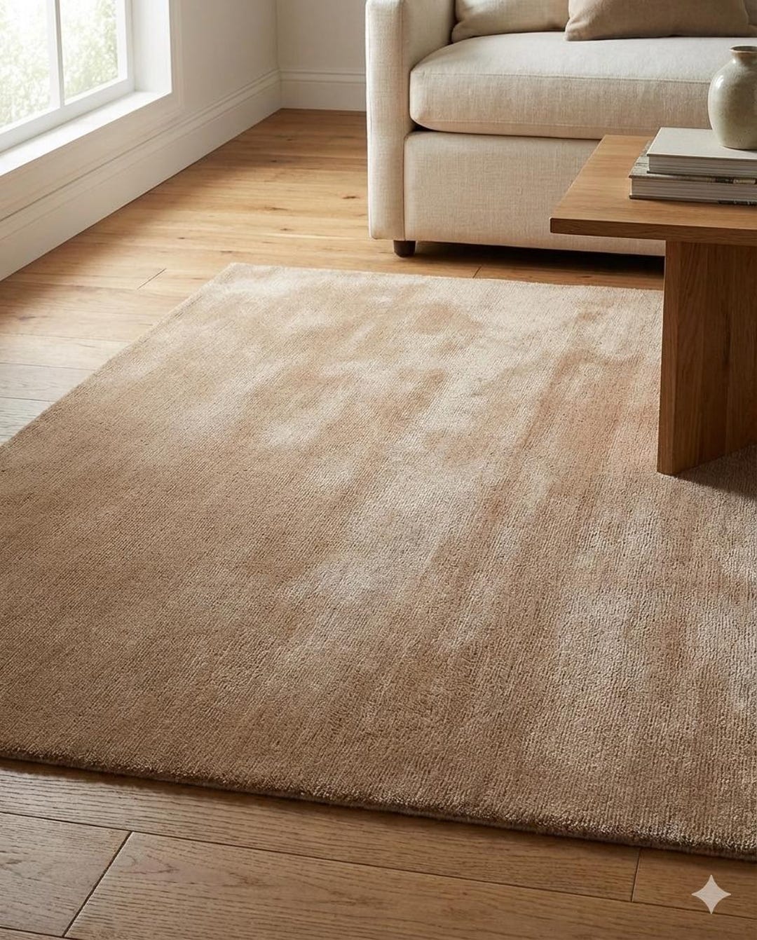 Solid Chestnut Color Wool Rug Minimalist Hand Tufted Plain Carpet ...