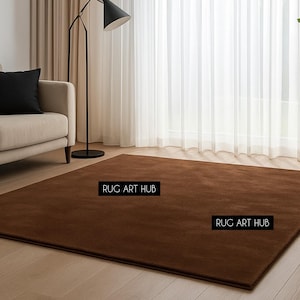 Hand Tufted Rug Solid NK Brown Wool Area Rug For Living room Bedroom Kitchen Nursery Entryway Office 5X8 8X10 9X12 10X14 Custom Rug