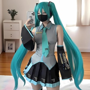 Cosplay de Miku Miku, disfraz de Miku, accesorios de peluca de Miku, ropa de anime para cosplay