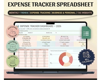 Expense Tracker Spreadsheet | Business, Travel, Tax Log (Digital Download)