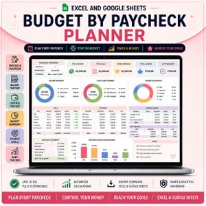 Budget by Paycheck Biweekly Spreadsheet | Google Sheets Budget Template | Monthly Financial Planner | Smart Paycheck Tracker Multi-Currency