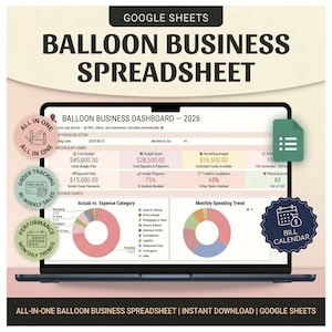 Spreadsheetpakket voor de ballonnenbranche | Evenementenplanner, klantenbeheer, voorraadbeheer, prijsbepaling en winstdashboard