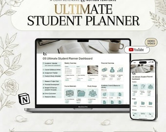 Notion Student Planner | Academic Dashboard, Assignment Tracker (Digital Download)