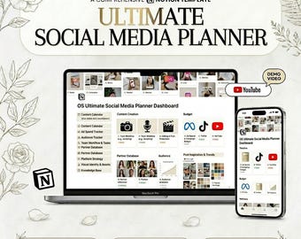 Notion Social Media Planner Template | Content Calendar, Creator Organizer (Digital Download)
