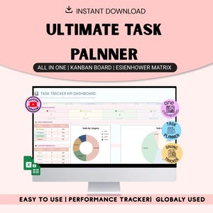 Ultimate Task Tracker Spreadsheet, Time Blocking, Eisenhower Matrix, Kanban Board (Google Sheets, Excel)