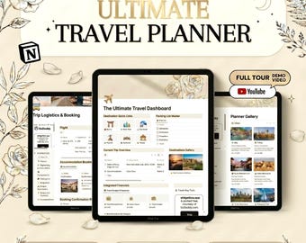 Notion Travel Planner| Trip Planner Notion Template| Packing List Travel Budget |  Digital Travel Planner| Travel Itinerary Template