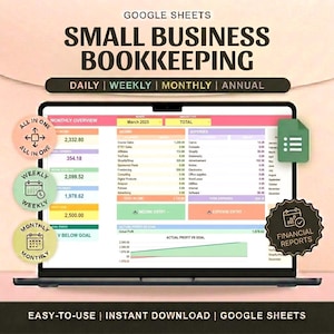 Small Business Bookkeeping Template Google Sheets, Income Expense Tracker Spreadsheet, Accounting Ledger Digital Download, Instant Access