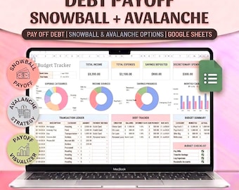 Debt Payoff Tracker| Snowball Avalanche Calculator| Credit Card Tracker| Home Loan| Student Loan| Debt-Free Planner (Excel & Google sheet)