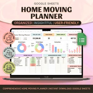 Ultimate Home Moving Planner spreadsheet  | Excel Google Sheets Template (Digital Download)