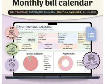 Monthly Bill Tracker Spreadsheet | Budget Calendar (Google Sheets)