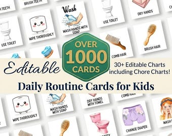 Daily Routine Cards Visual Schedule Toddler | Routine Chart for Kids Chore Chart Daily Rhythm Montessori Activity Preschool EDITING IN CANVA